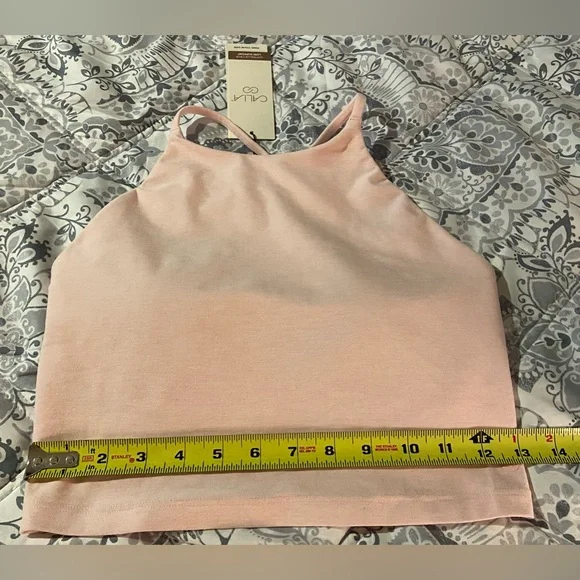 CALIA LUSTRALUX CROP LOW SUPPORT EXERCISE TOP SPORTS BRA LIGHT PINK SZ SMALL NWT - Picture 5 of 13